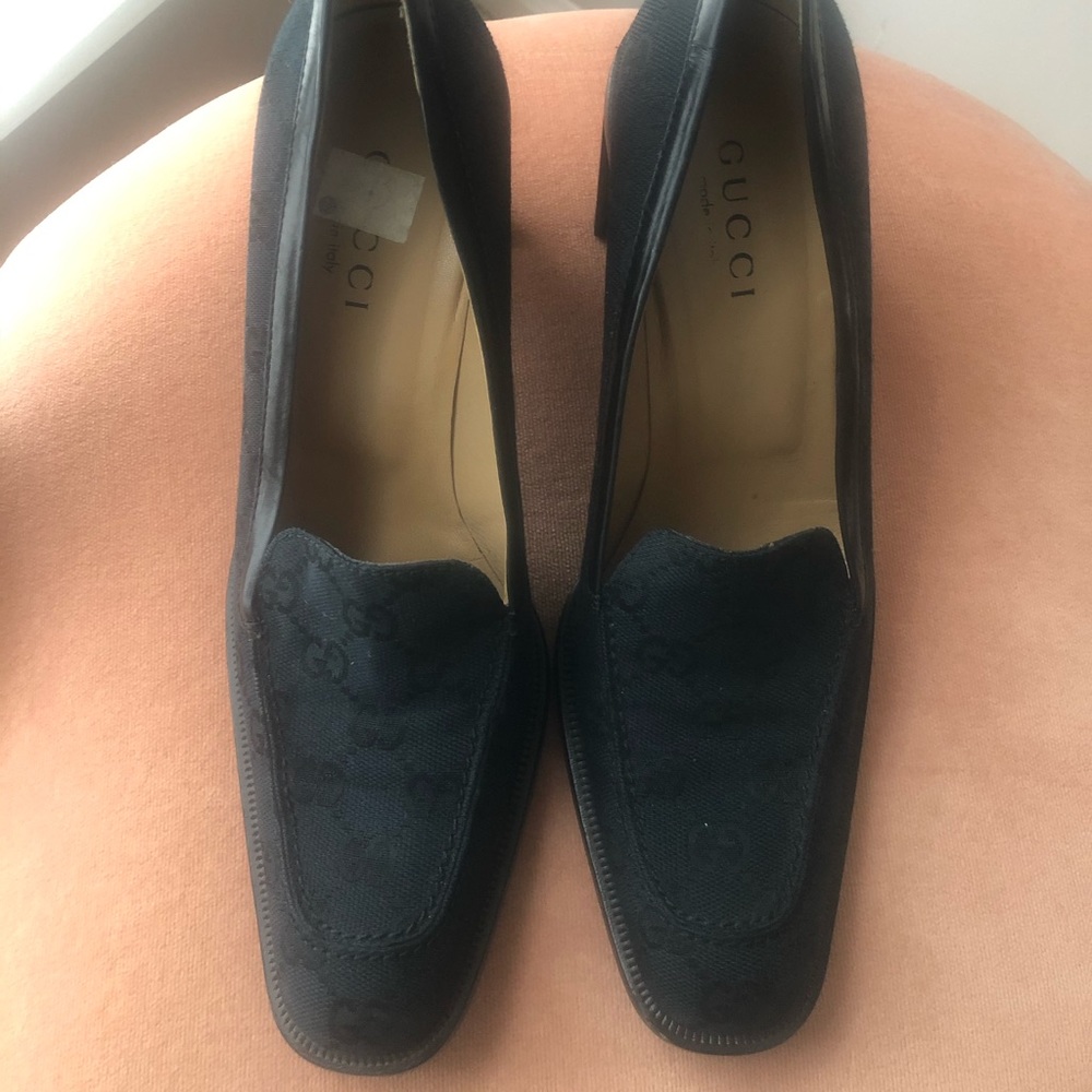 Vintage Gucci Canvas Logo loafer heels